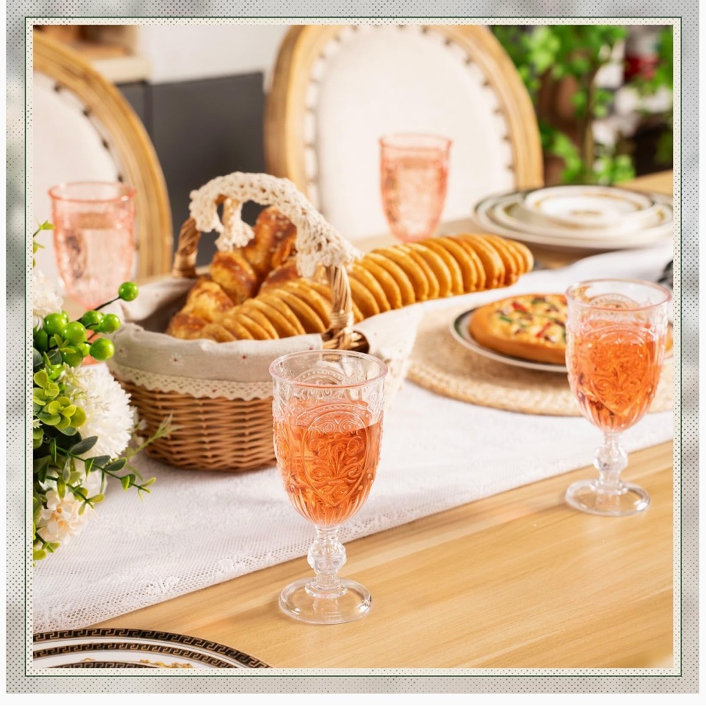 4 Pcs Plastic Goblets 7.5oz Vintage Goblet Plastic Wine Glasses Colored (Clear) - Picture 7 of 7